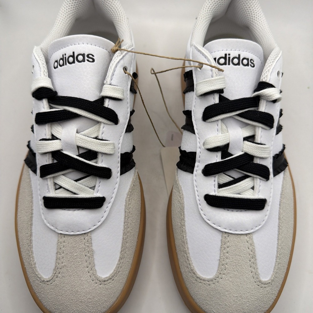 Adidas Women White Black Gum Sole Low Top Striped Athletic Sneakers . Size 11 - Picture 13 of 15